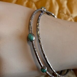 Silver and Turquoise Bangle Bracelet